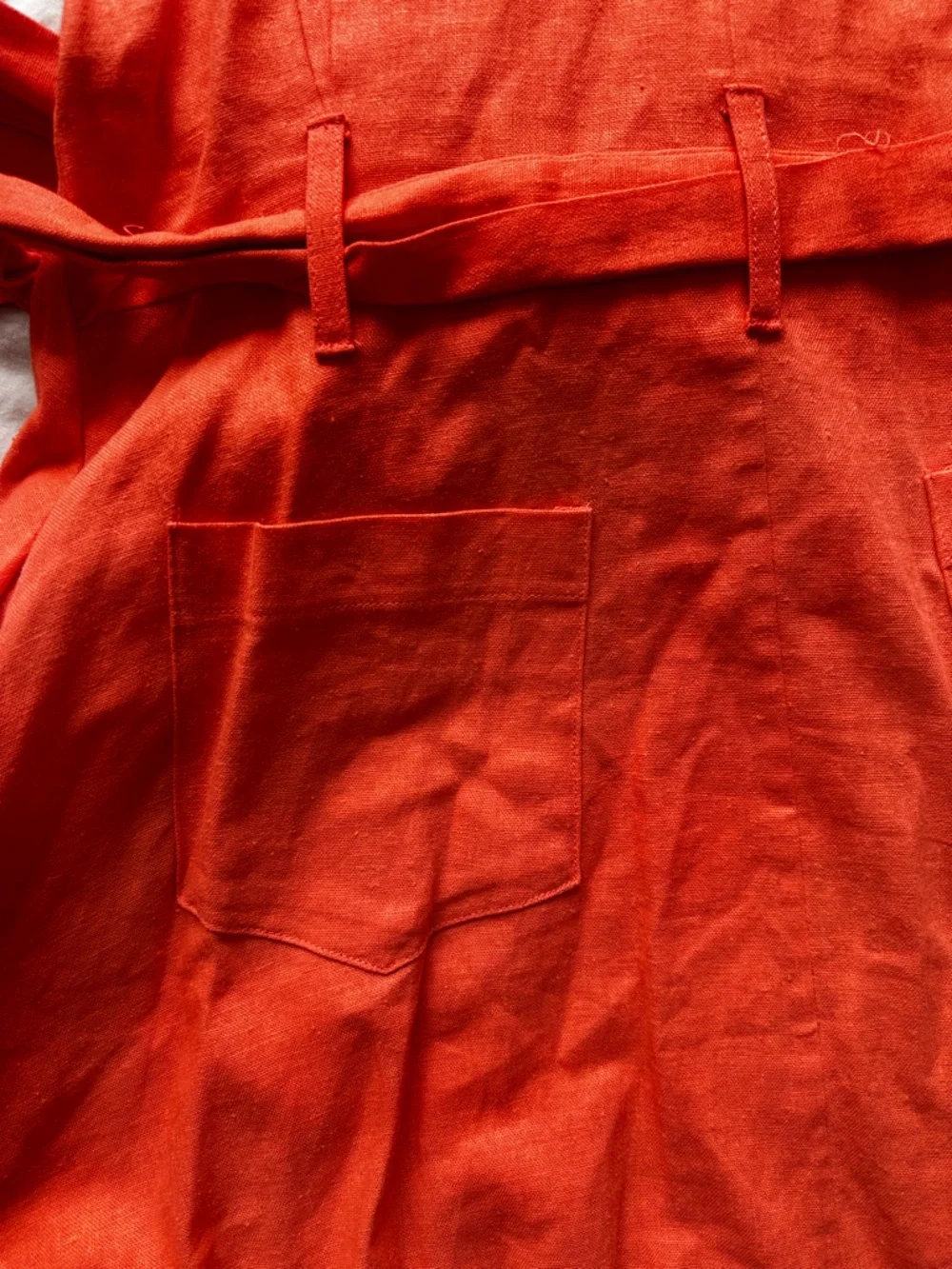 Donna Karan New York Orange Linen Belted Shirt Dress Midi Size 12 - Picture 15 of 15